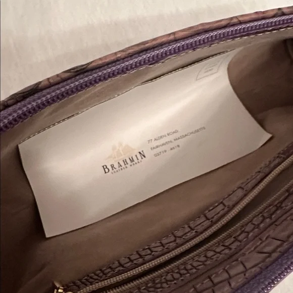 Vintage Brahmin Y2K Croc Embossed Leather Handbag Shoulder Mini Bag w/ Dust Bag - Picture 12 of 16